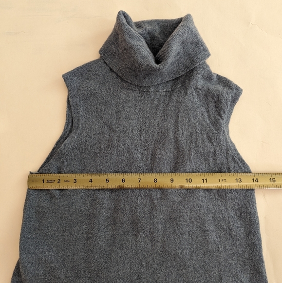 H by Halston Layering Essentials Grey Wool Sleeveless Turtleneck Sweater Size L - Picture 5 of 8